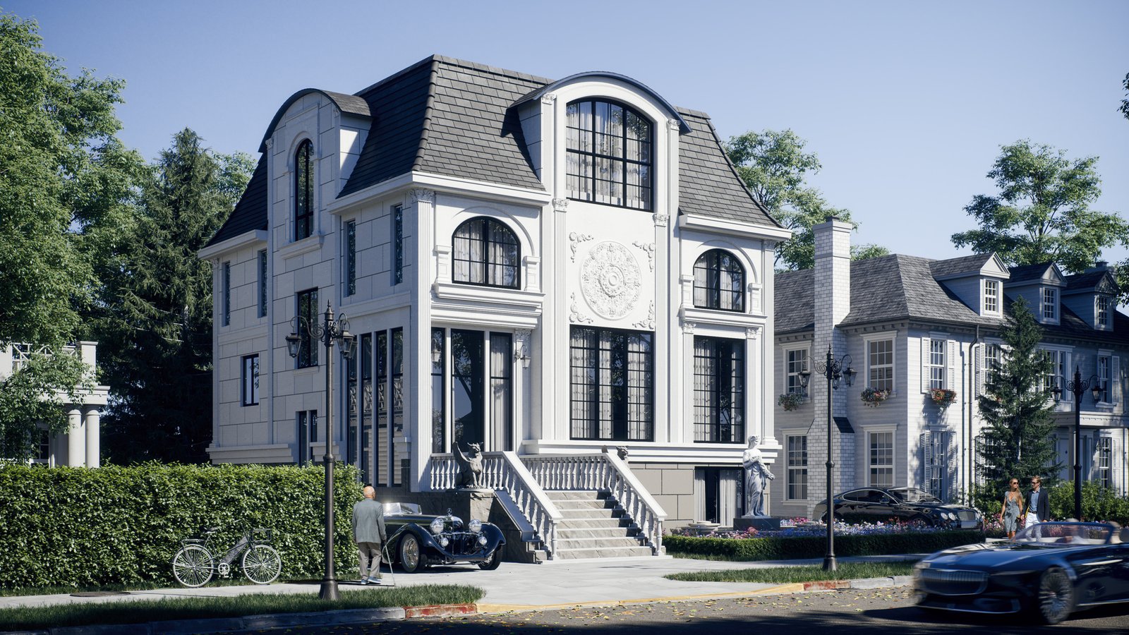 Our 3D rendering project example. House in Jersey City, USA. House. Jersey city. USA